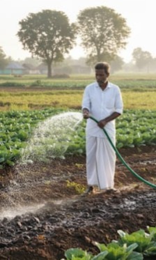 Farmer Watering Crops